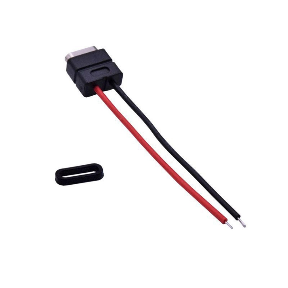 2 Pin USB 2.0 Type-C Connector Welding Wire Waterproof Female Socket Charging