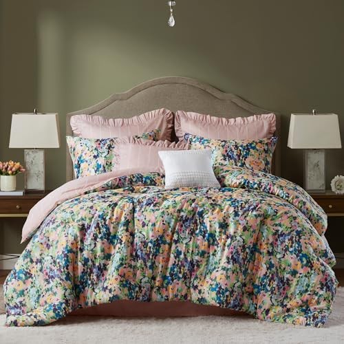Comforter Set Cotton, Microfiber Reverse, Floral Reversible King Multicolor