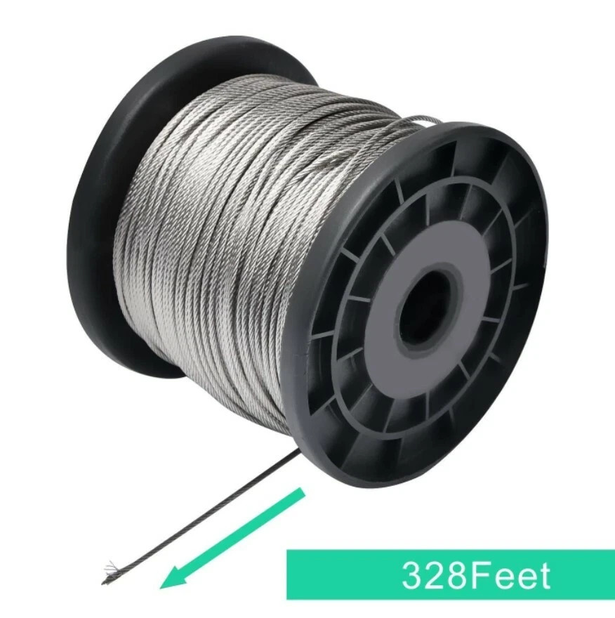 1/16 Wire Rope Stainless Steel Aircraft Cable Wire Cable 328ft Strand Core 7x7