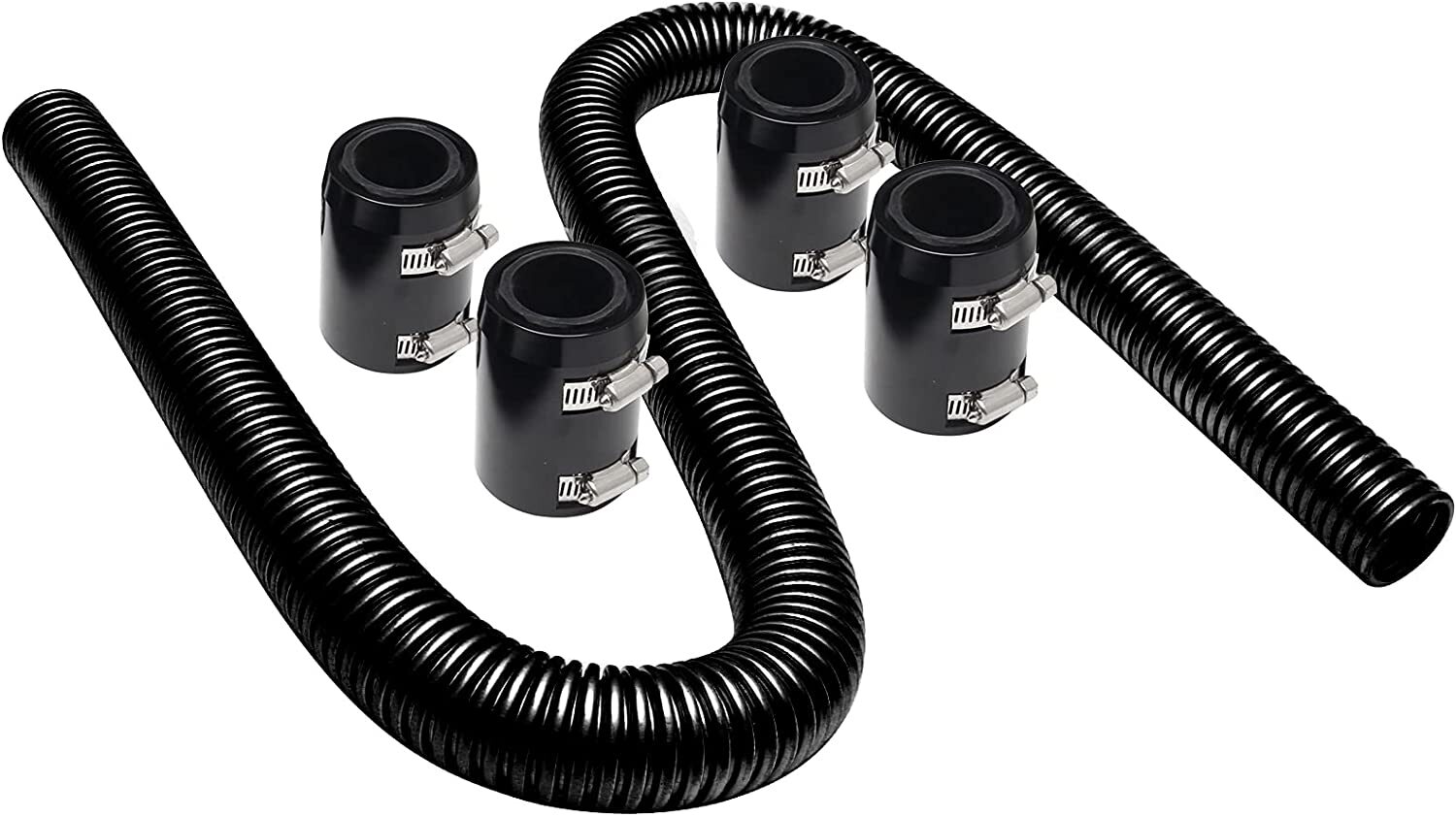 48" Stainless Steel Radiator Universal Flexible Coolant Water Hose Kit with Caps