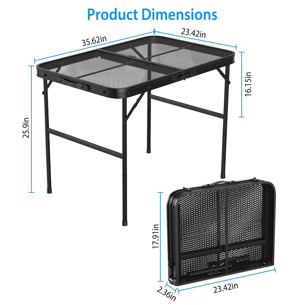 Foldable Camping Table Collapsible Picnic Aluminum Grill Stand Adjustable Table