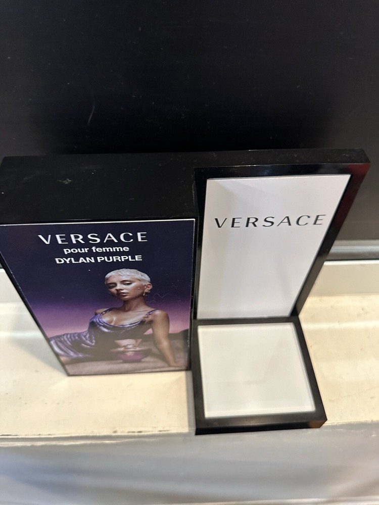 Perfume Display Stand Versace Dylan Purple featuring Iris Law - 7” Tall