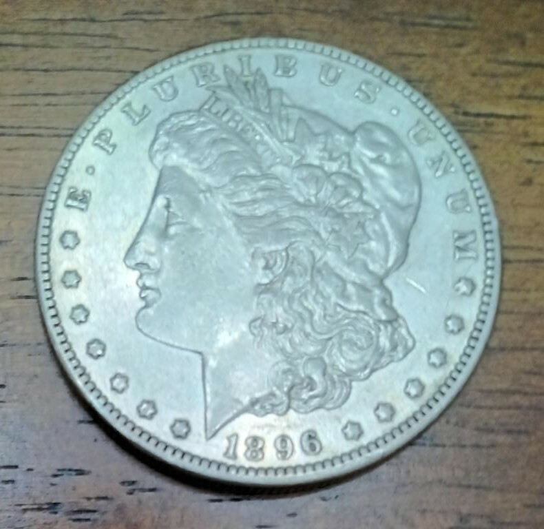 1896-O Morgan dollar, EF + , Reverse semi-prooflike