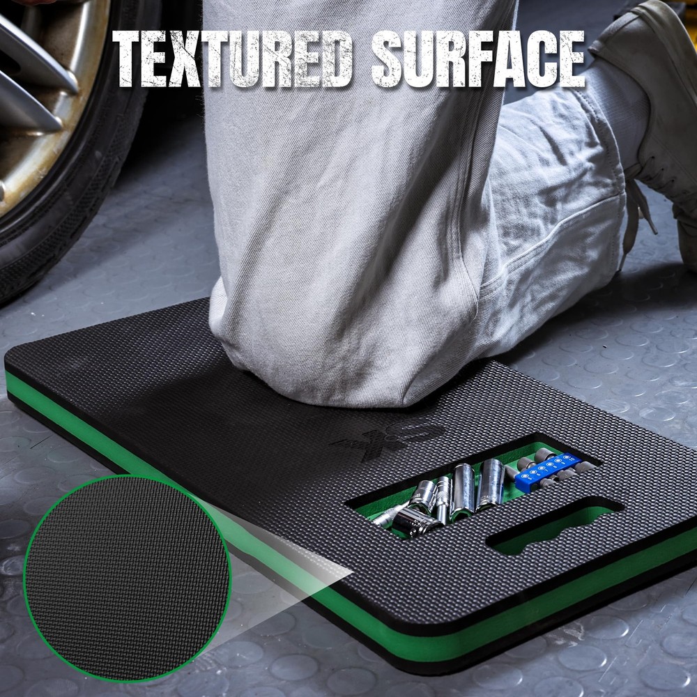 Extra Thick Kneeling Pads for Work, Mechanic Mat with Tool Tray & Handle, Hig...