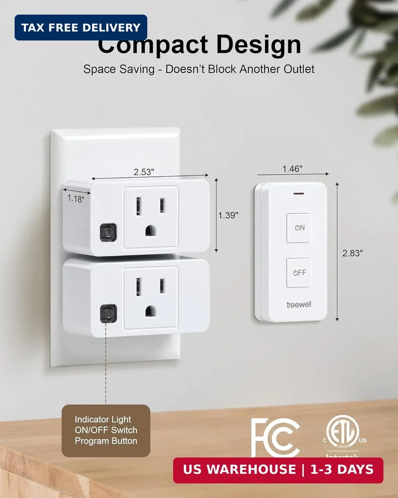Remote Control Outlet with Portable Magnetic Switch, 200FT Long Range Wireless O