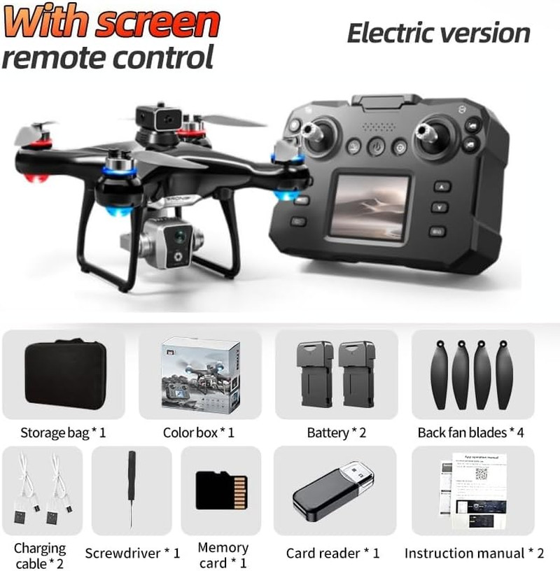 Hobby Drone with Screen Display Remote Control, 1080P Dual Camera, Speed Adjustm