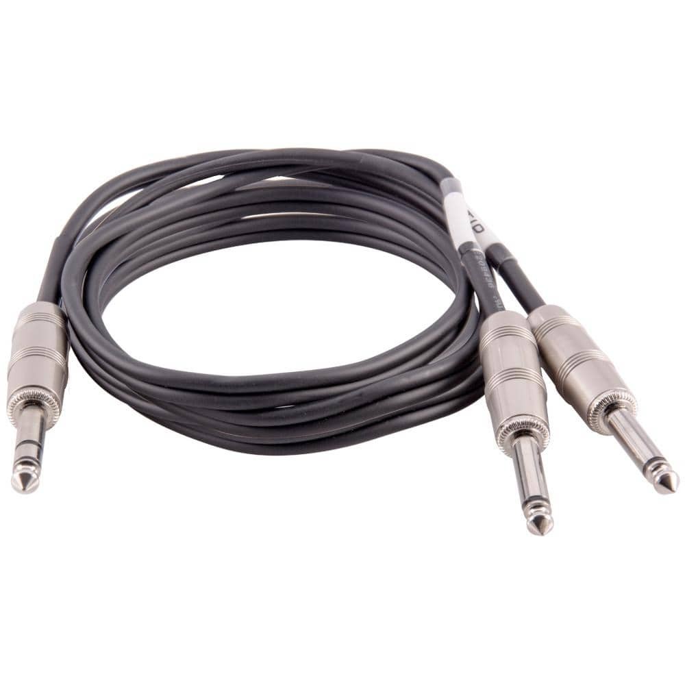 6ft 1/4 Inch TRS Male to Dual 1/4 Inch TS Y Splitter Audio Cable