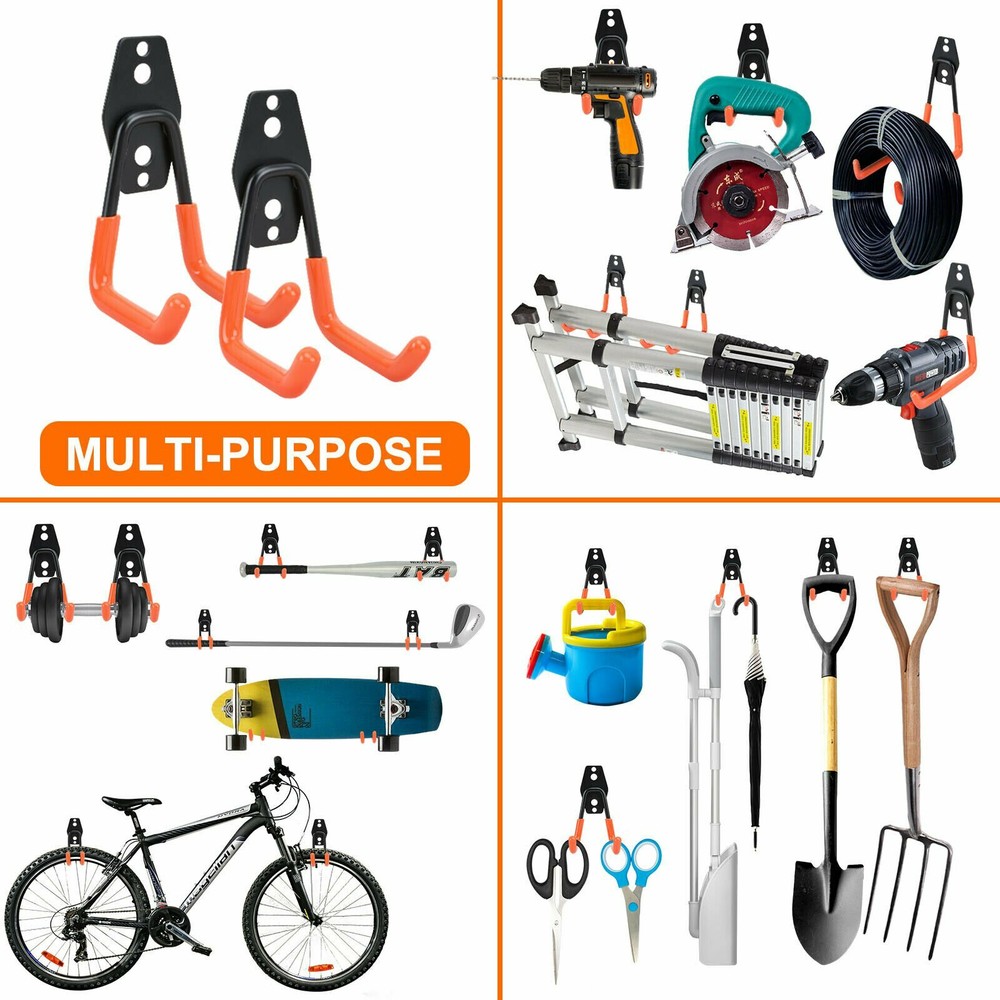 12Pack Garage Tool Organizer Wall Mount Hooks Adjustable Storage Holders Hooks