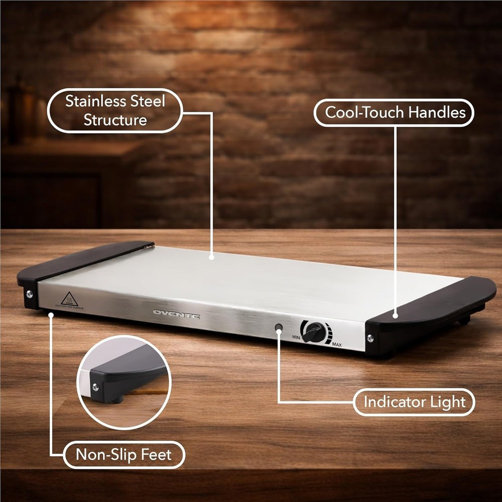 Electric Warming Tray - Adjustable Temperature Control for Buffets & Parties