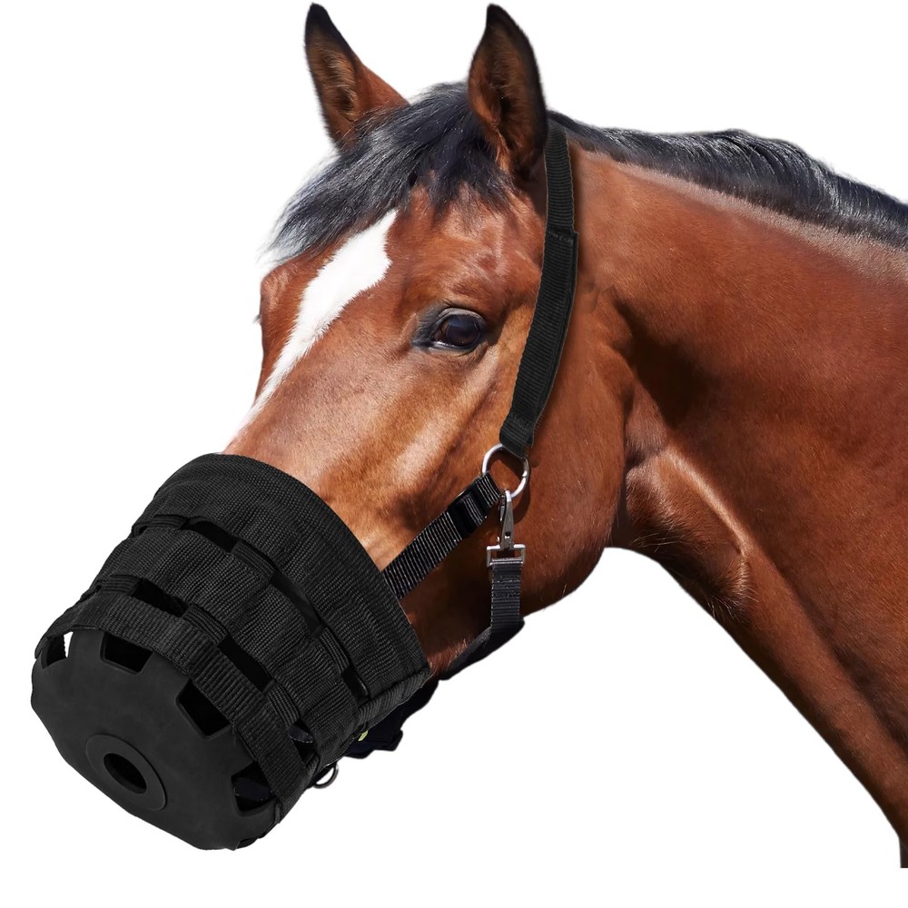 IKILEOGY Durable Ventilated Grazing Muzzle with Attached Breakaway Halter - L...