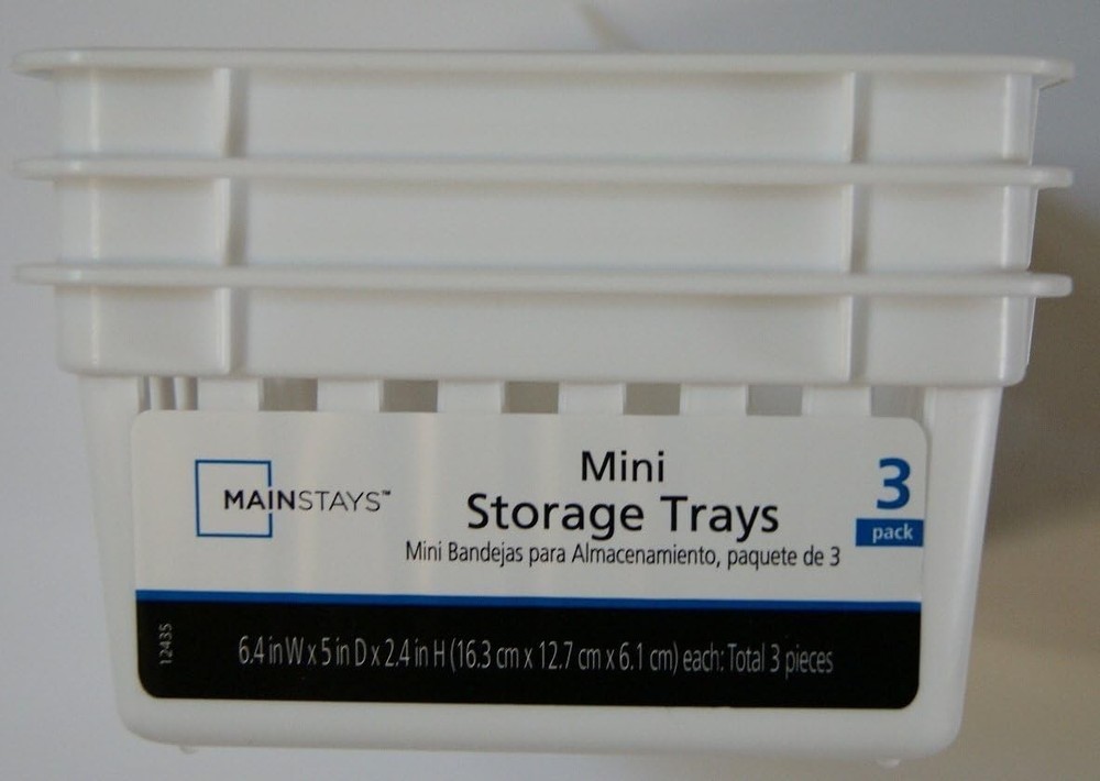 Basic Square Mini Bin Storage Trays - White - 3pk by Mainstay