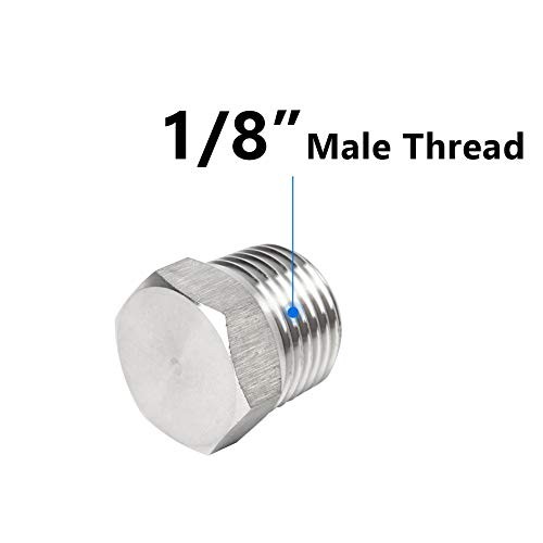 1/8" NPT Male Outer Hex Head Thread Plug Pipe Fitting, 304 1/8"(6pcs)