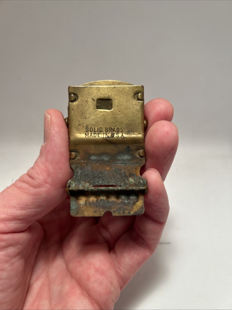 WW2 Original Solid Brass Wings & Propeller Belt Buckle USAAC