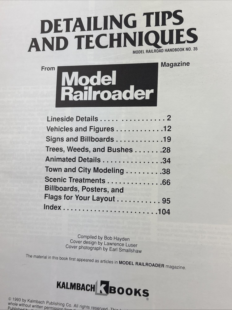Detailing Tips And Techniques From Model Railroader (Bob Hayden) Handbook No. 35
