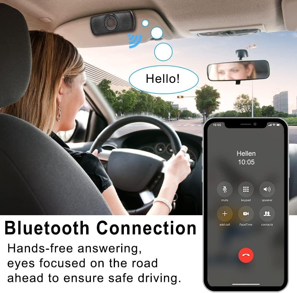 Car Bluetooth Speaker for Cellphone, Portable Bluetooth Handsfree Car Kit Wir...