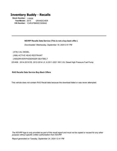 Camera/Projector Radar Unit Mounted Behind Grille Fits 14-15 DURANGO 10290485