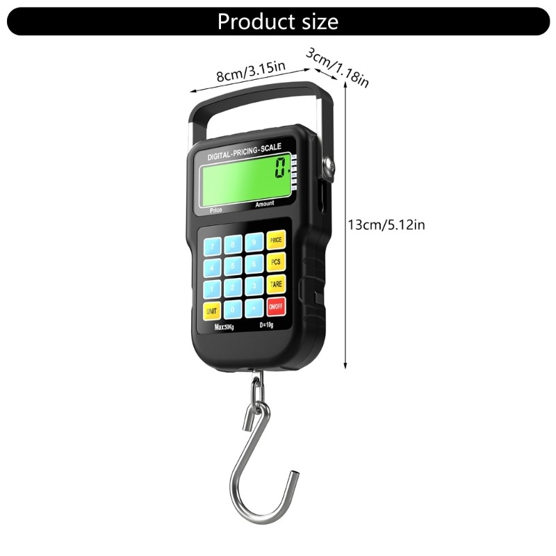 LCD Backlit Screen Hanging Scale Electronic Fishing Scale 110lb Weight Scale