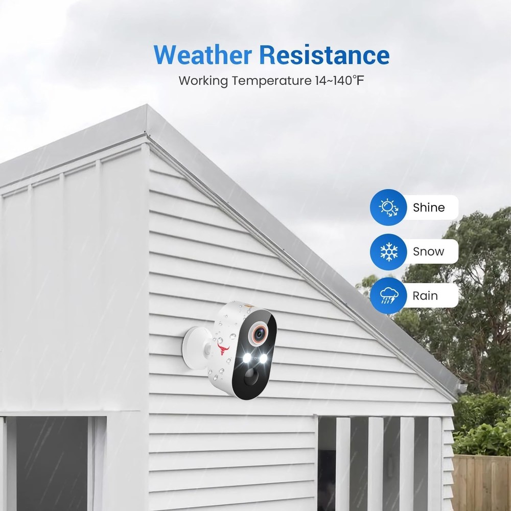 2 Pack Wireless Security Camera System Smart Night Vision Outdoor WiFi Cameras