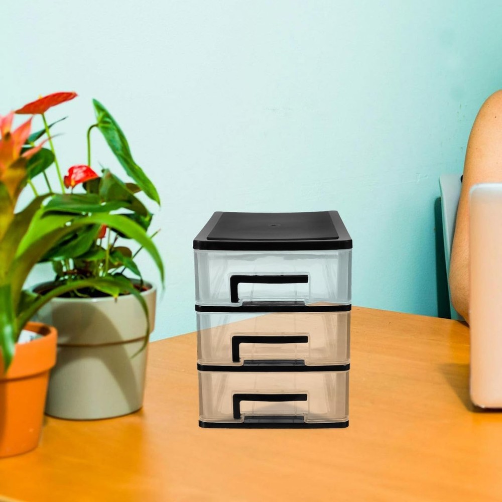 Three- layer Plastic Drawer Type Closet Cabinet Portable Storage Cabinet