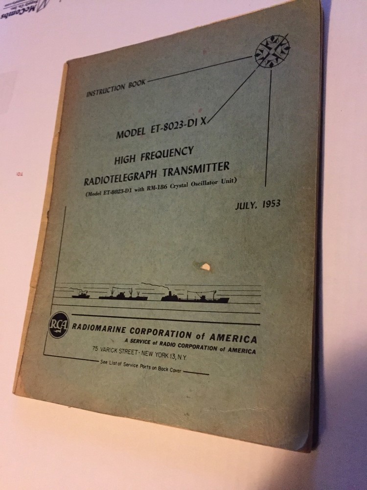 Model ET-8023-DI X High Frequency Radio Telegraph Transmitter Manual 1953