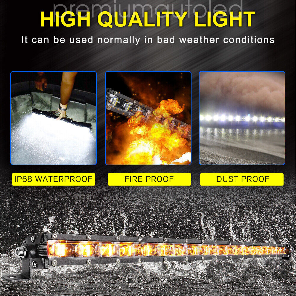 For Can-am Maverick X3 2017 Upper Roof 50" Strobe Amber White LED Light Bar+Wire