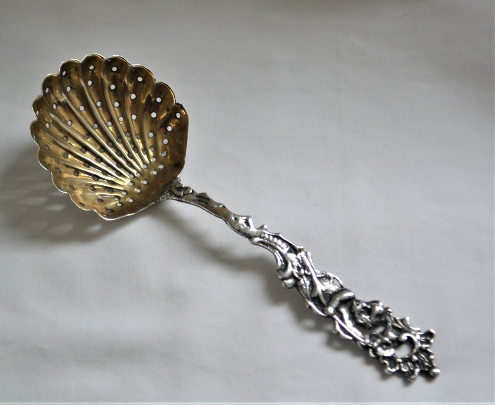 Antique Italian 800 Silver Sifter Serving Spoon