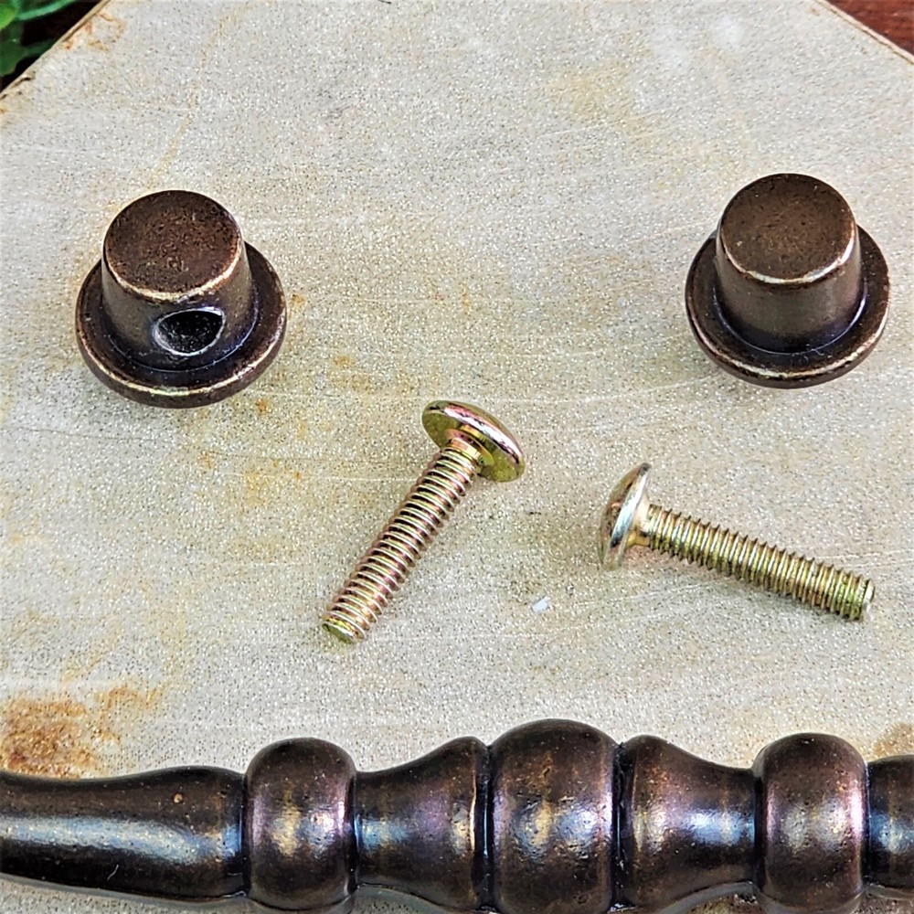 VTG Solid Brushed Antique Brass Drawer Pull Handle and Knobs Swan Neck Hardware