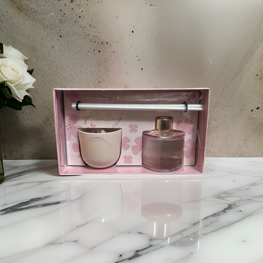 Purity Lab Rose Quartz infused Fertility Healing Candle and Diffuser Set