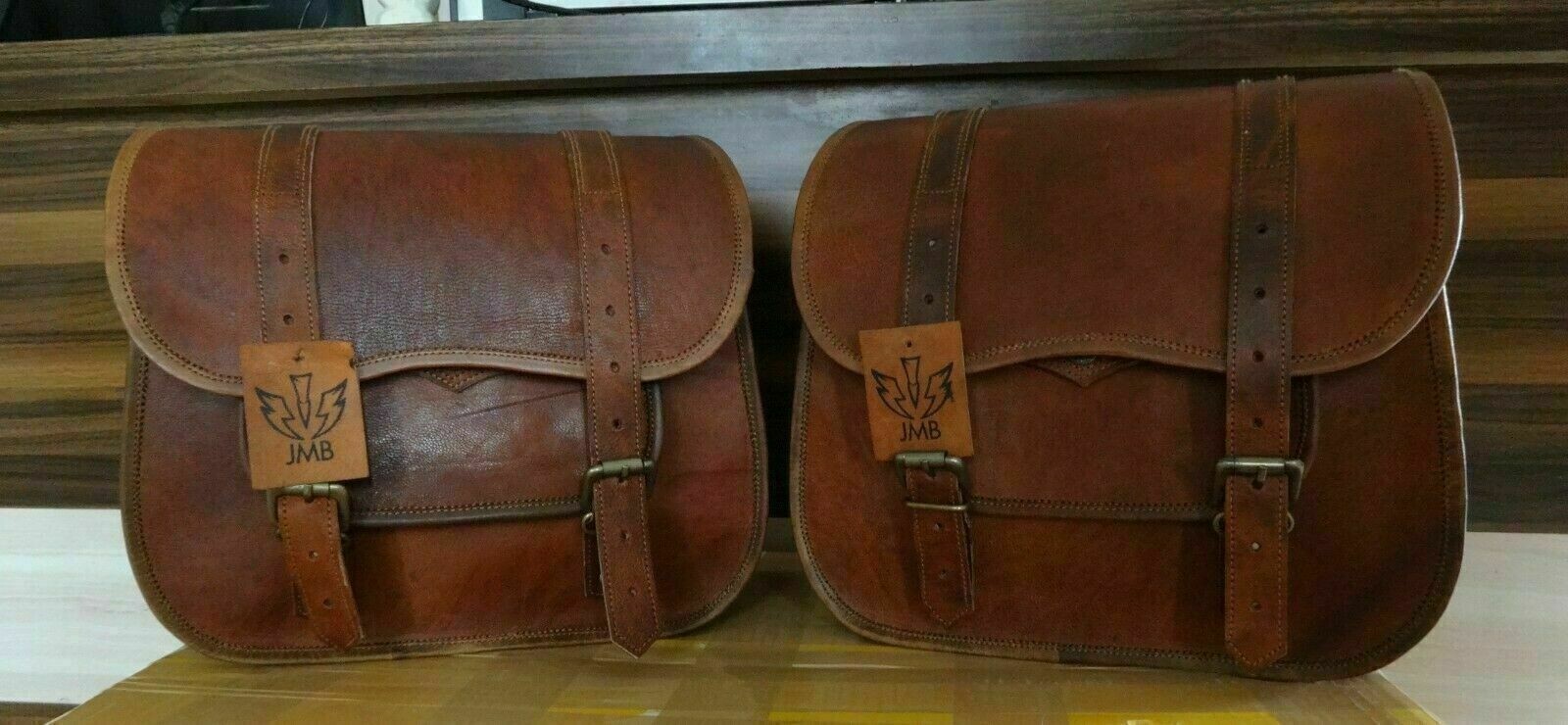 Saddlebags Motorcycle 2Bags Side Pouch Brown Leather Side Pouch Panniers Saddle