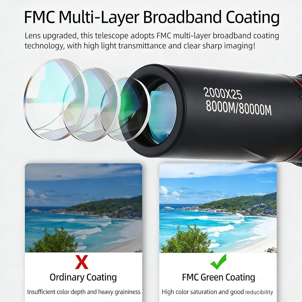Mini Monocular Telescope 25X w/ Phone Adapter