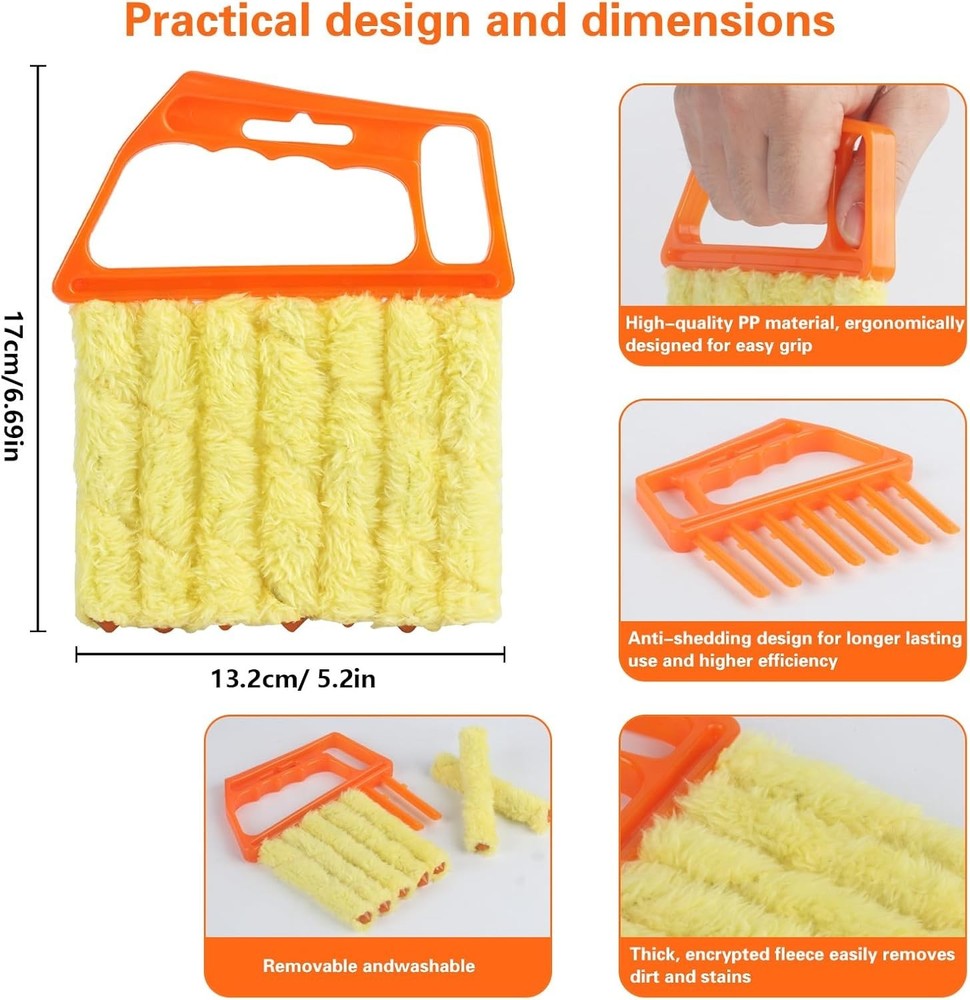 4Pcs Ergonomic 7 Finger Window Blind Cleaner Duster Tool - Effortless Dusting
