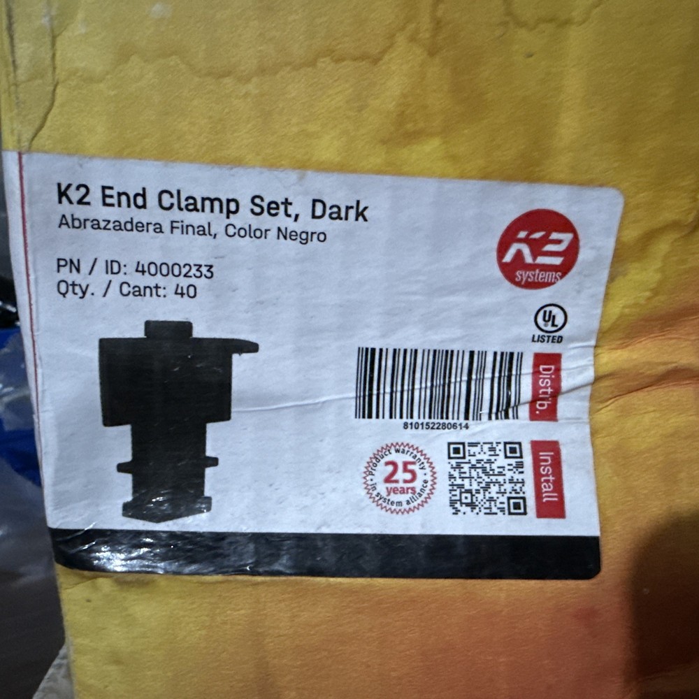 K2 Systems, 4000233, K2 End Clamp Set, Dark