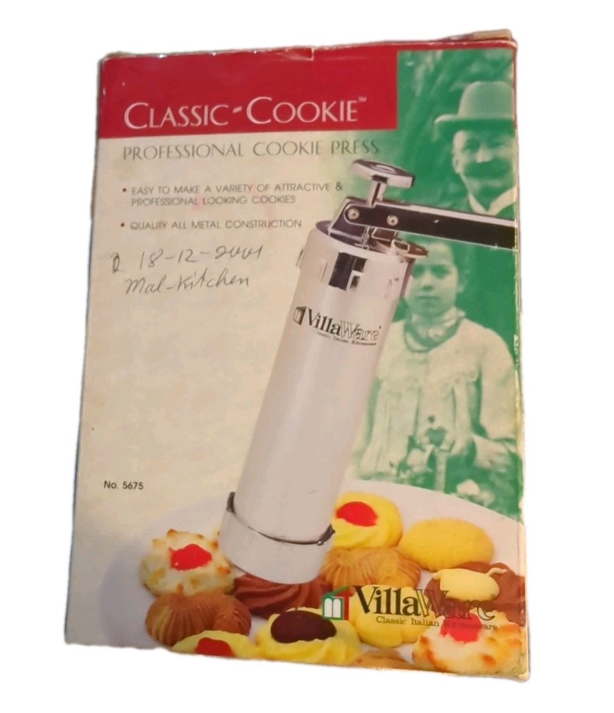 VillaWare Pro Cookie Press No. 5675 MEGA SET - 32 Discs 4 Tips MANUAL Complete