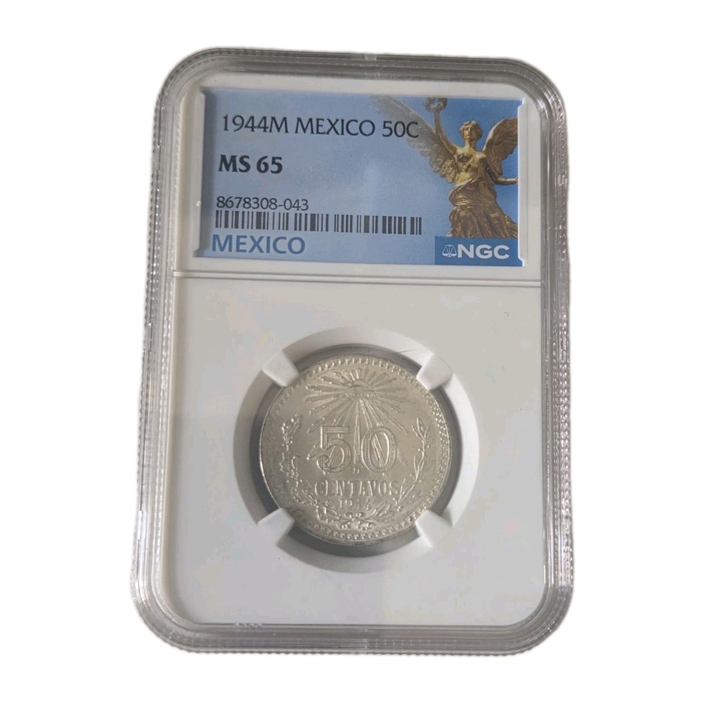 1944-M Mexico 50 Centavos Silver Coin – NGC MS65 Gem Uncirculated