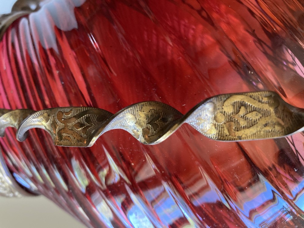 Antique Victorian Ruby Swirl Hall Light