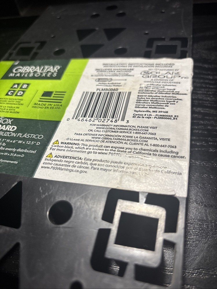 Gibraltar Universal Mounting Board Plastic PLMB0060