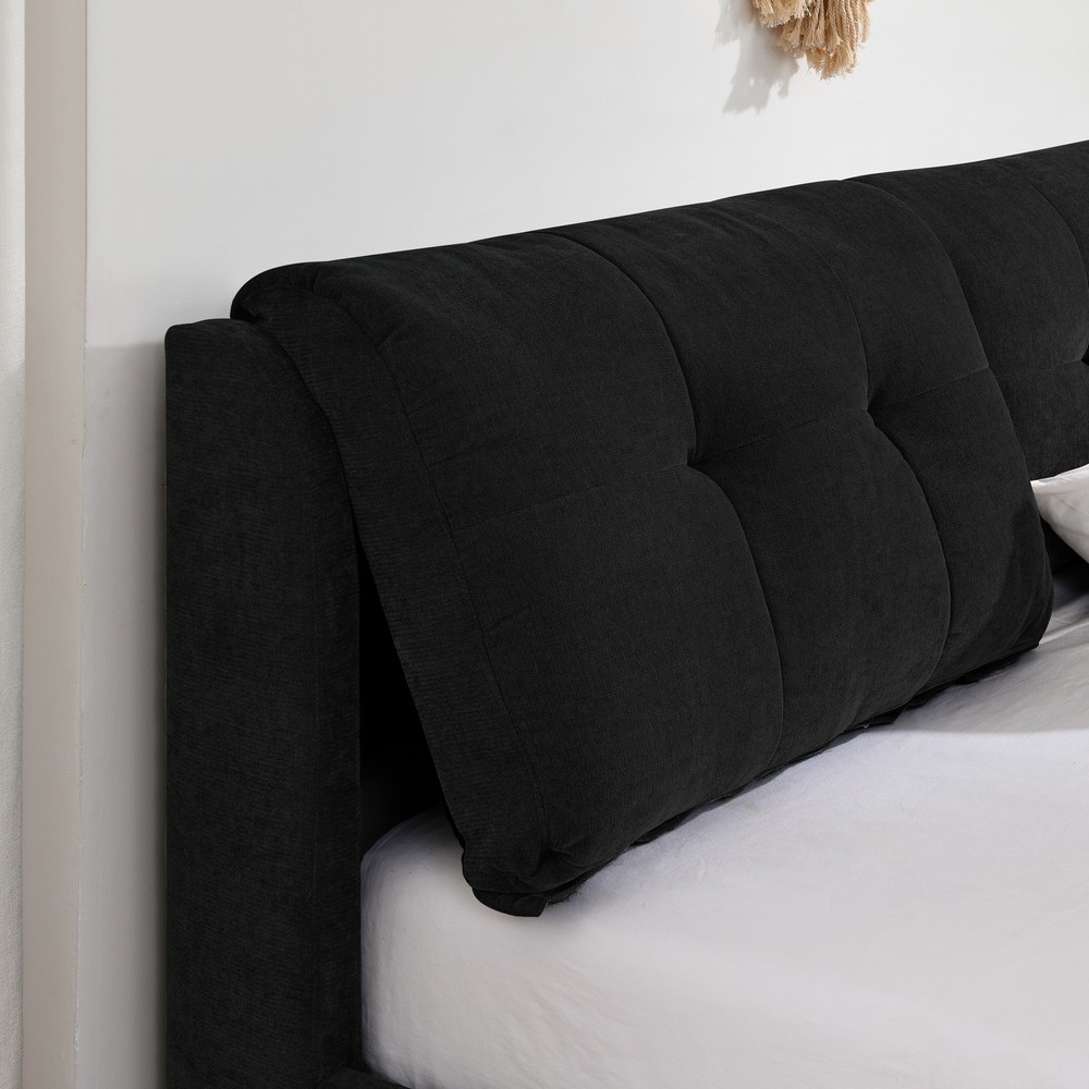 King Size Storage Upholstered Hydraulic Platform Bed with Integrated Headboard