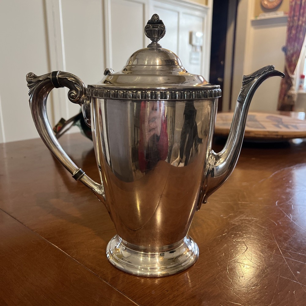 Vintage Silverplate Tea or Coffee Pot 9.5” Tall FPNS By Poole Silver Co C1834
