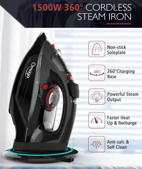 Plancha inalámbrica 1500W con suela cerámica, autolimpieza y apagado seguro