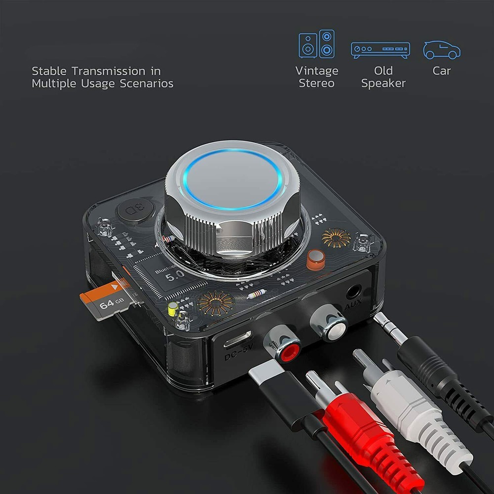 2-in-1 Wireless Bluetooth V5 Aux Audio Receiver Receiver TF Card Reader B