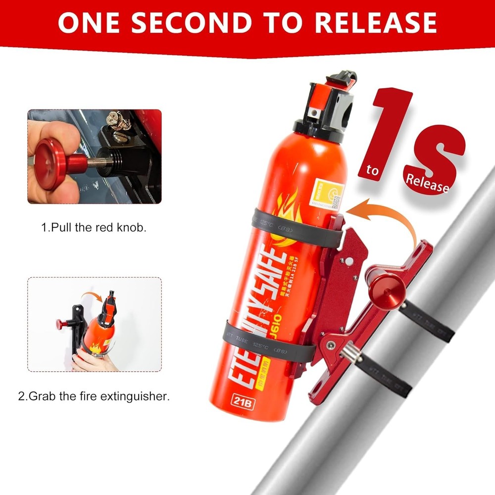 Quick Release Fire Extinguisher Mount Aluminum Adjustable UTV Roll Bar Fire Exti