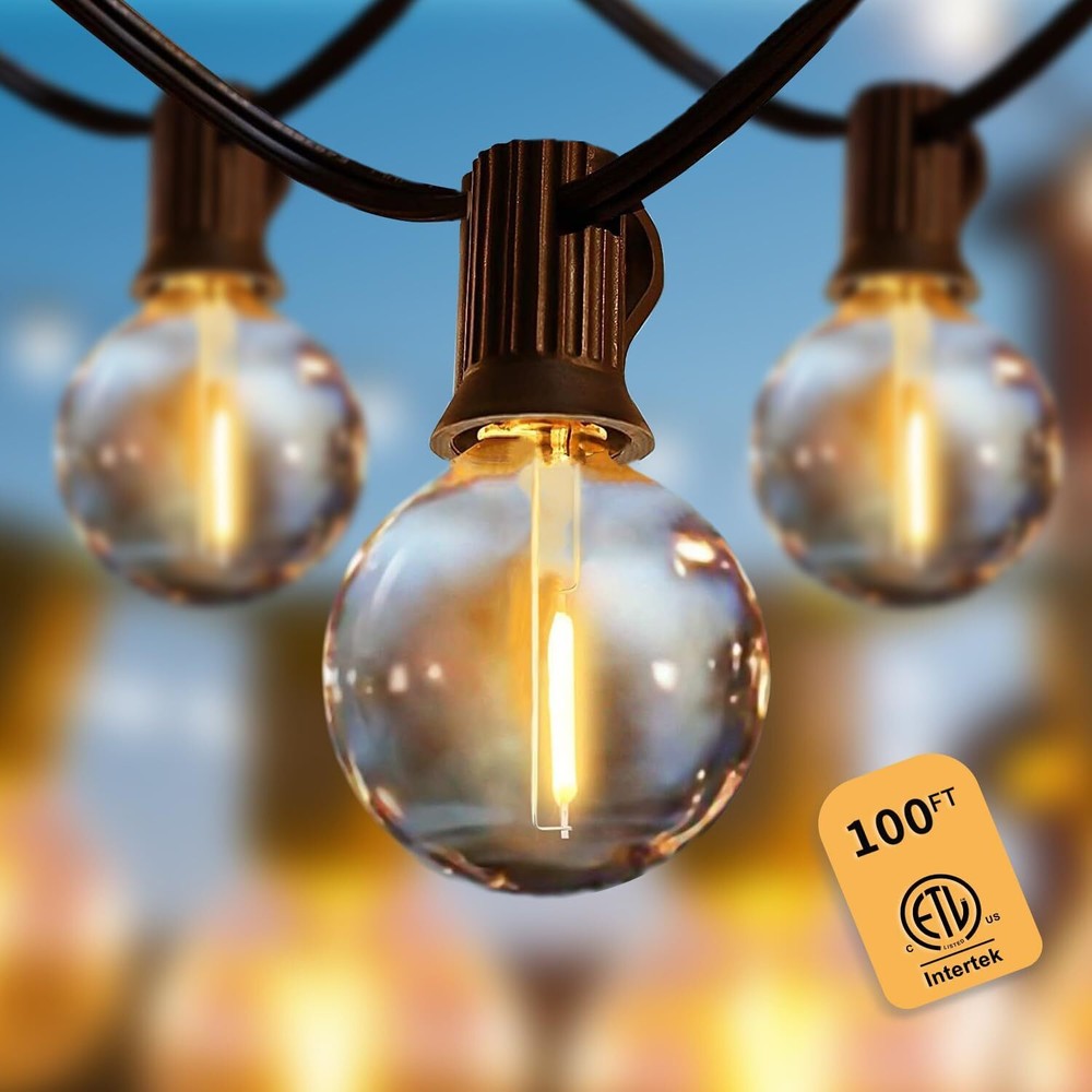 100ft Outdoor Globe String Light Waterproof Patio Light,Shatterproof Led Outside