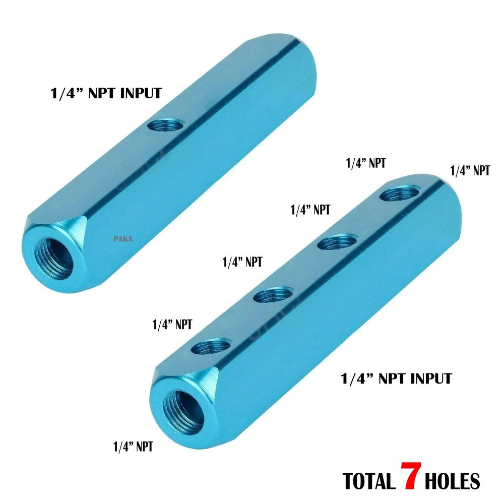 6 Way Air Hose Manifold Quick Coupler Connector Fitting Adapter Splitter KIT