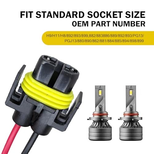 Pack-2 H11 Car Light Wire Socket Connector, Extension Wiring Harness Sockets