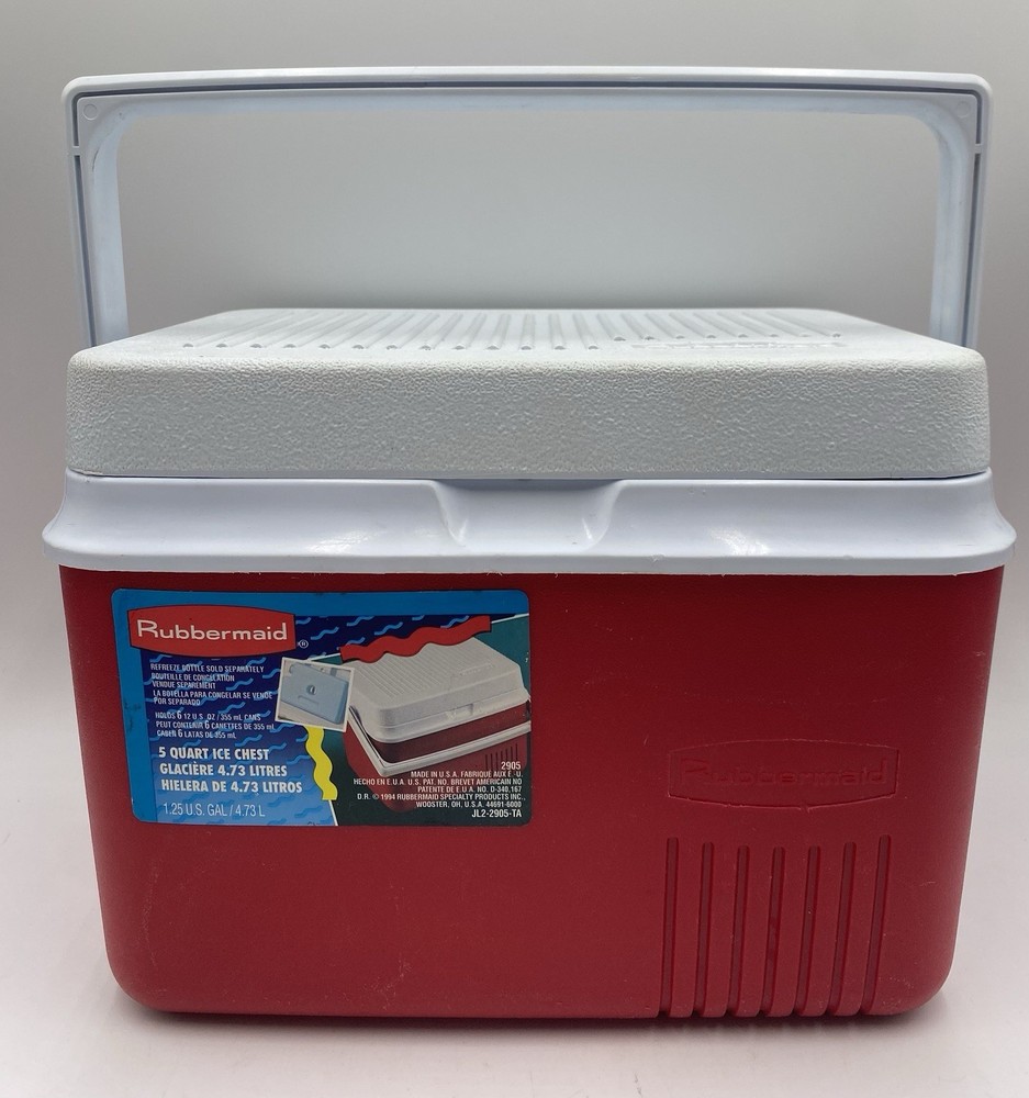 Rubbermade 5 Qrt Personal Size Red & White Handled Cooler Model 2905