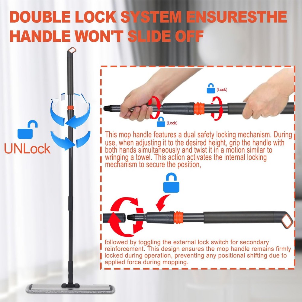 18 Professional Microfiber Mop Large Flat Mops for Floor Cleaning 4 Reusable ...