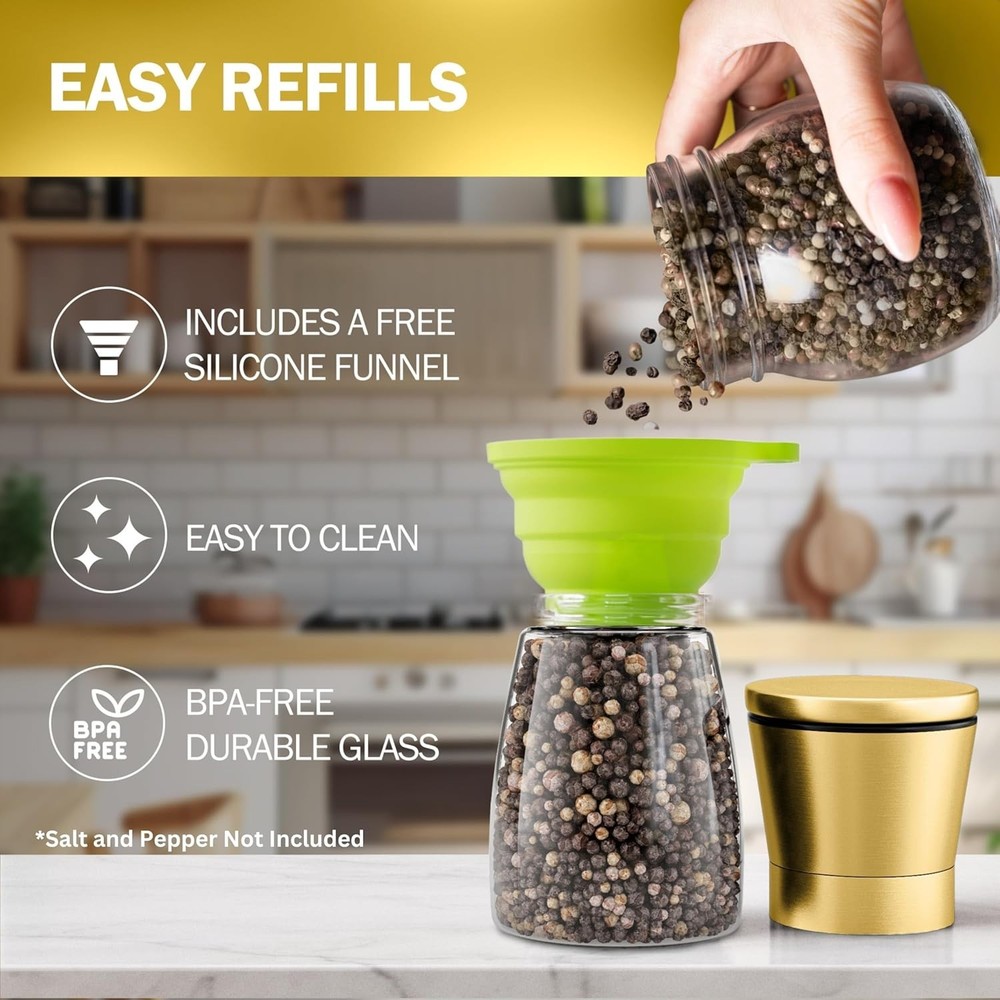 Elegant Gold Salt & Pepper Grinders Set