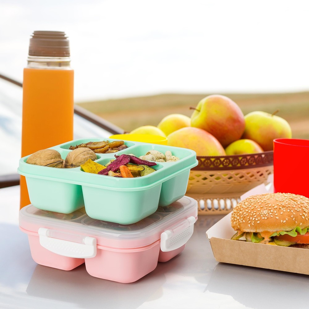4pack Small Snackle Box Container Dishwasher Safe Bpa Free 4 Compartments Snack