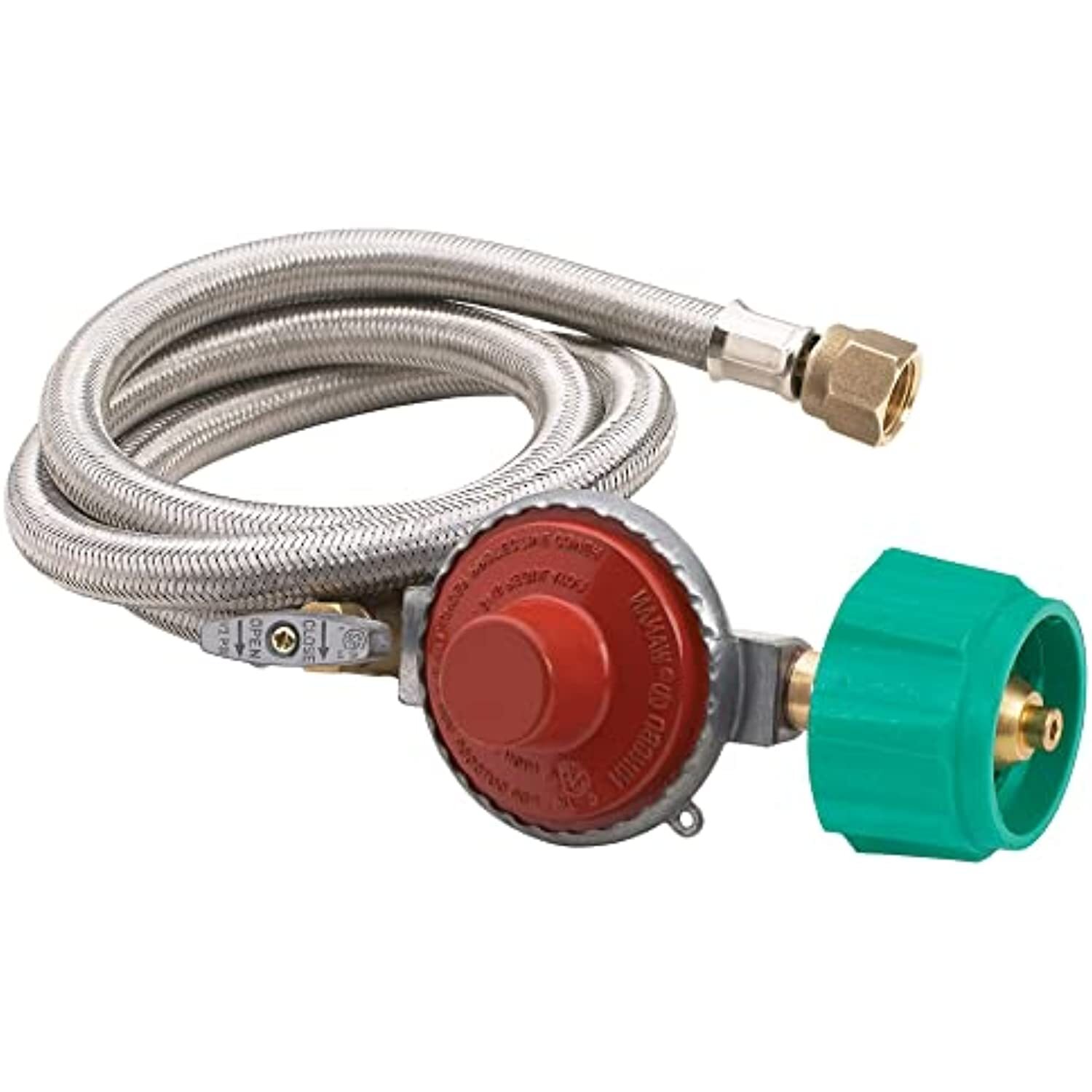 Bayou Classic M5HPR-1 48-in Stainless Braided LPG Hose w/ 10-psi Adjustable High
