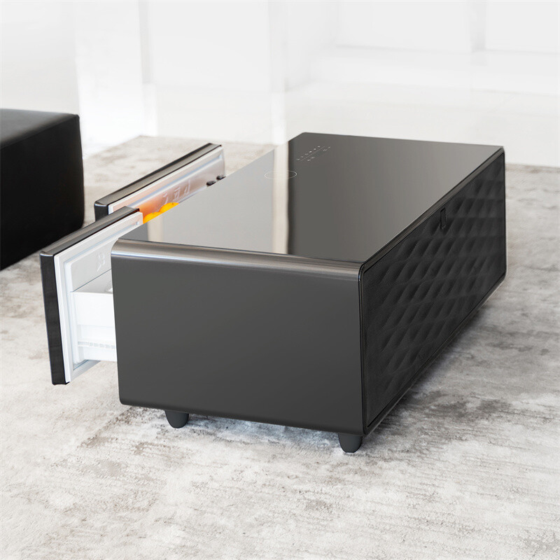 Modern Smart Coffee Table Built-in Fridge Bluetooth Speaker Touch Control Panel